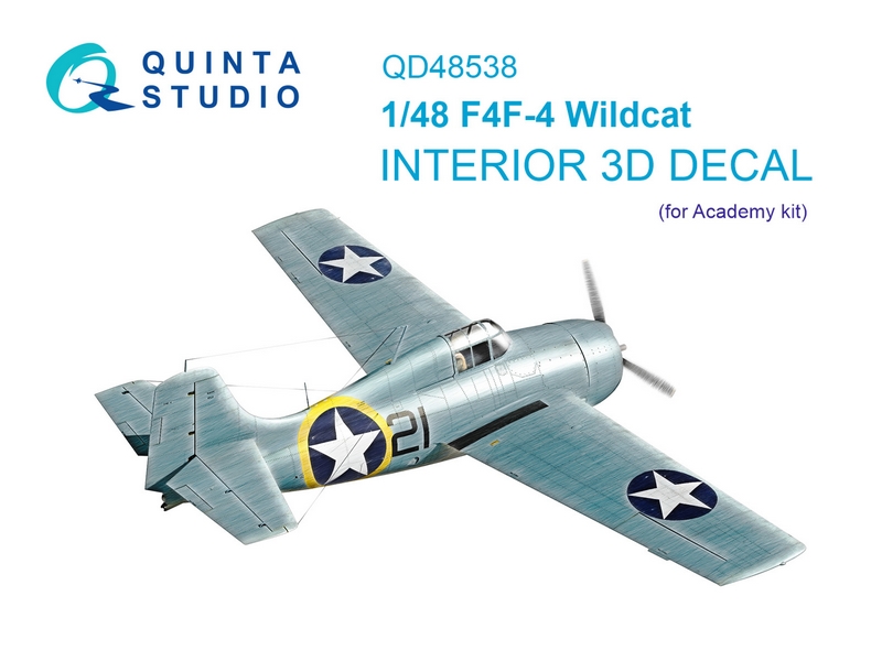 QD48538  декали  3D Декаль интерьера кабины F4F-4 Wildcat (Academy)  (1:48)