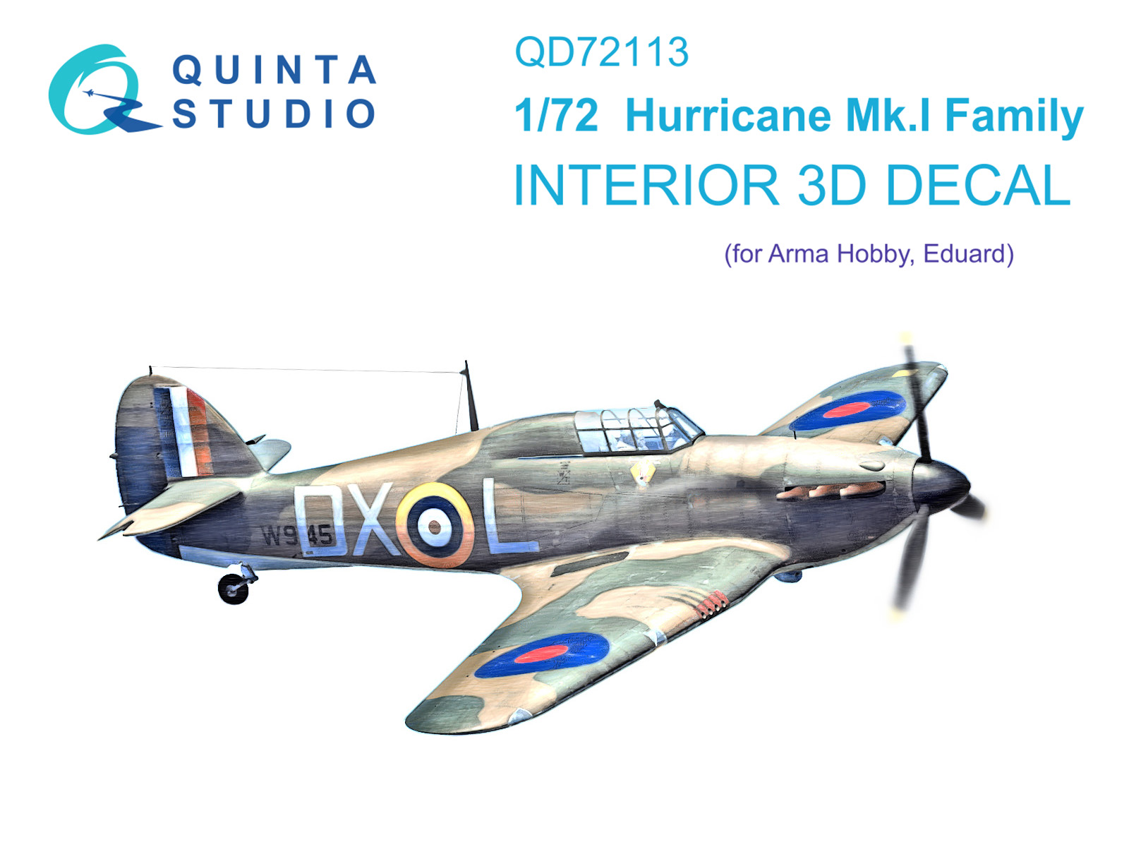 QD72113  декали  3D Декаль интерьера кабины для семейства Hurricane Mk.I (Arma Hobby)  (1:72)
