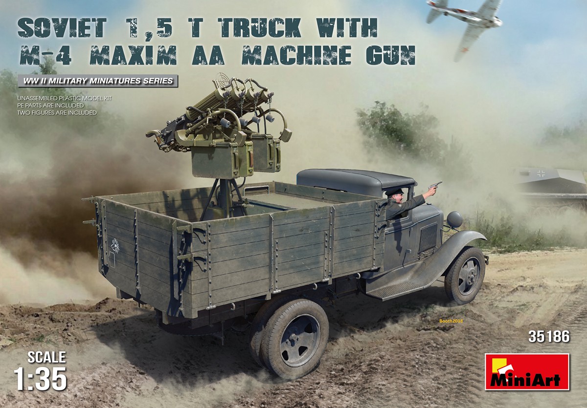 35186  техника и вооружение  SOVIET 1,5 t. TRUCK w/ M-4 Maxim AA Machine Gun  (1:35)