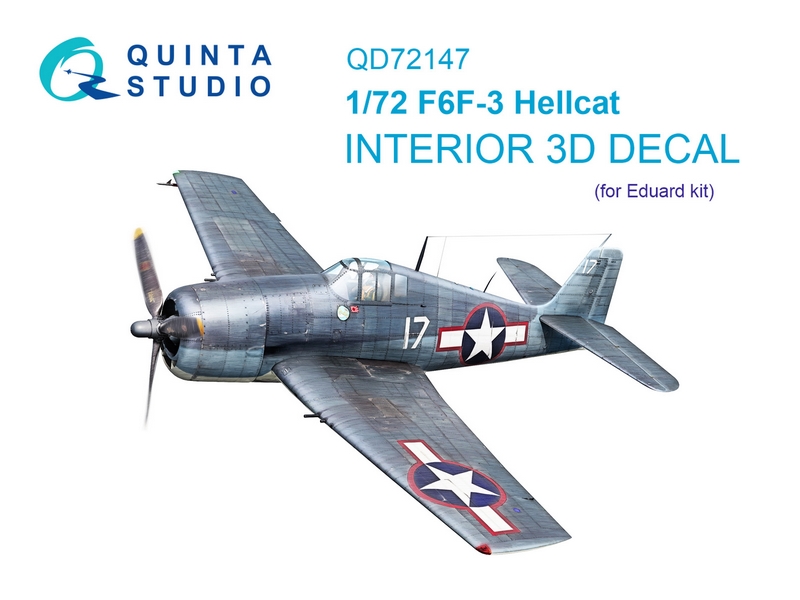 QD72147  декали  3D Декаль интерьера кабины F6F-3 Hellcat (Eduard)  (1:72)