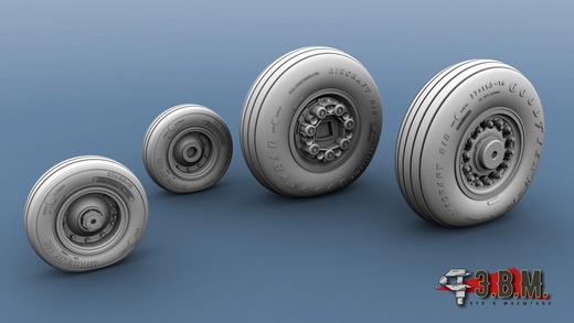 RS48027  дополнения из смолы  Колеса шасси для модели самолета F-14D  (1:48)