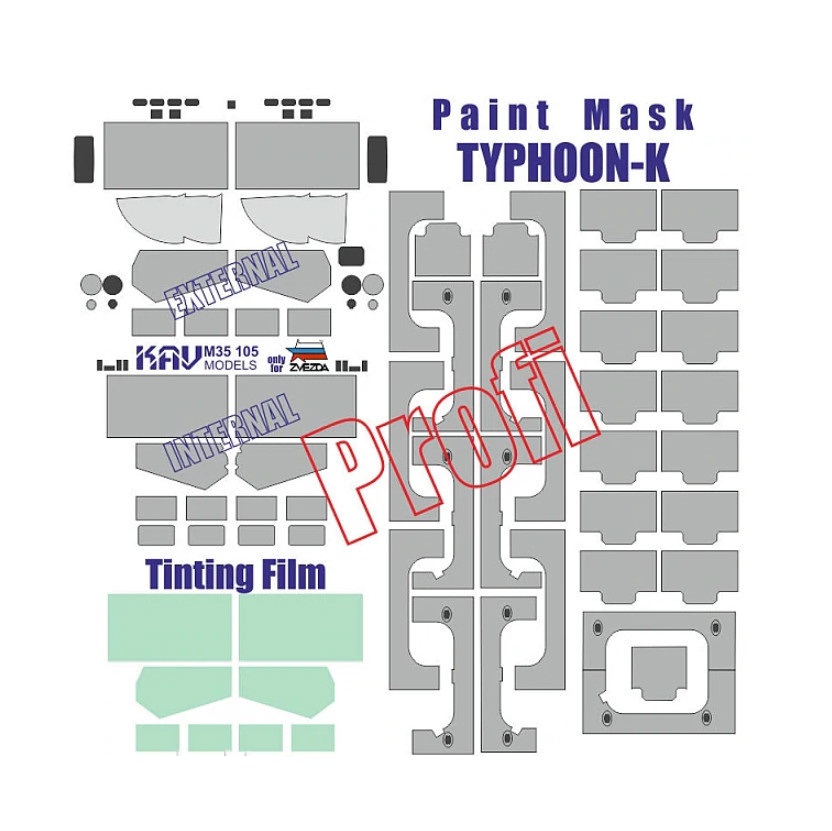 KAV M35 105  Маски окрасочные  Маска на остекление Тайфун-К (Звезда) ПРОФИ  (1:35)