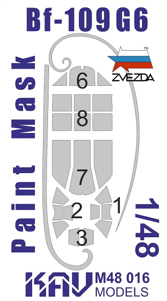 KAV M48 016  инструменты для работы с краской  Маска на остекление Me Bf-109 G6  (1:48)