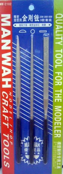 MW-2102  ручной инструмент  Надфили алмазные 3 шт, зернистость 220# 300# 400#