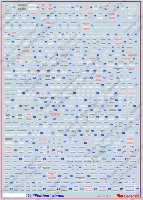32001  декали  М-21 технические надписи  (1:32)