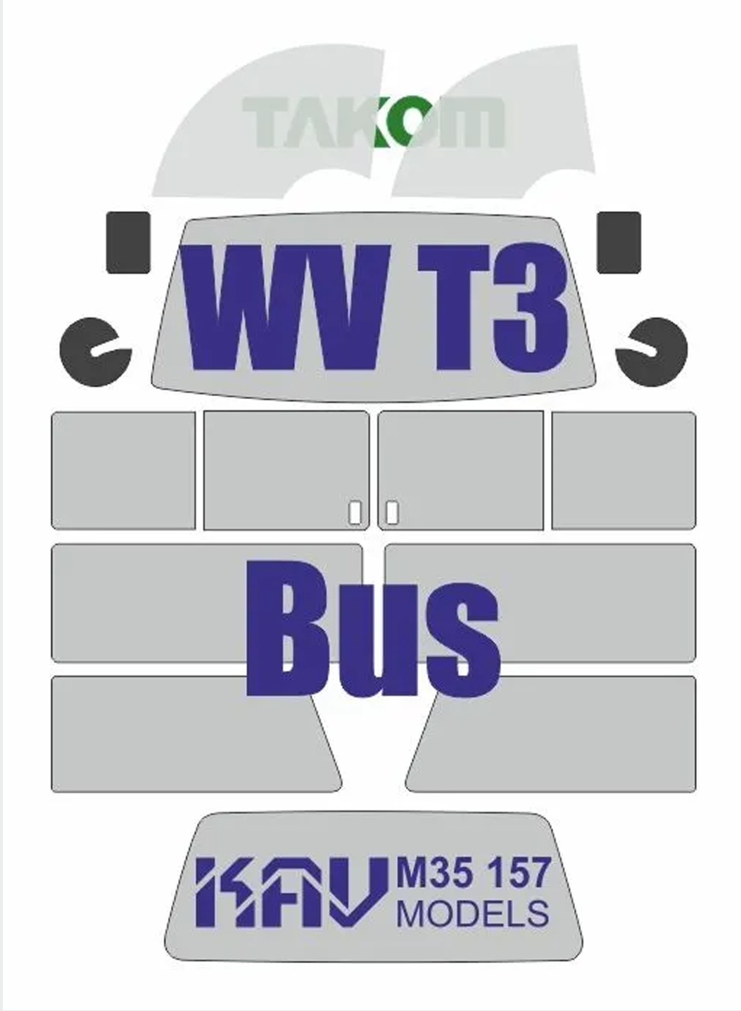 KAV M35 157  Маски окрасочные  Окрасочная маска на Т3 Transporter Bus (Takom) (1:35)
