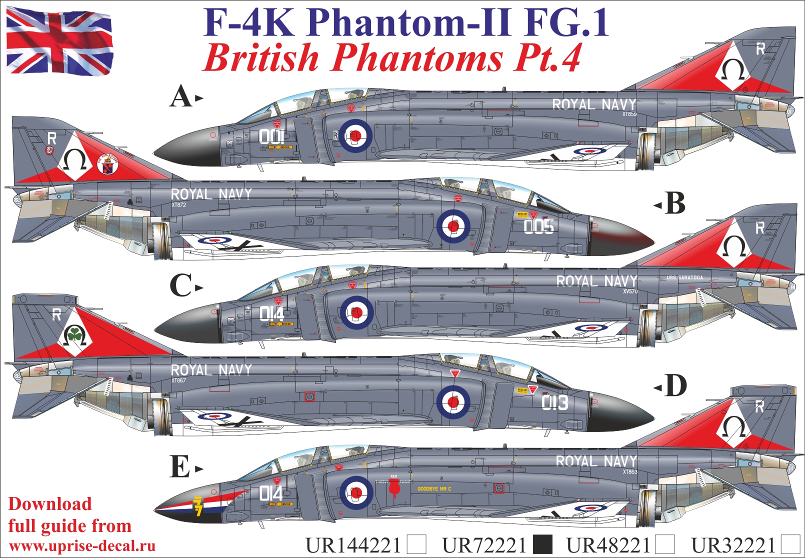 UR72221  декали  F-4K Phantom-II FG.1, British Phantoms Pt.4  (1:72)