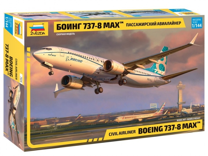 7026  авиация  "Боинг 737-8 MAX"  Пассажирский авиалайнер  (1:144)