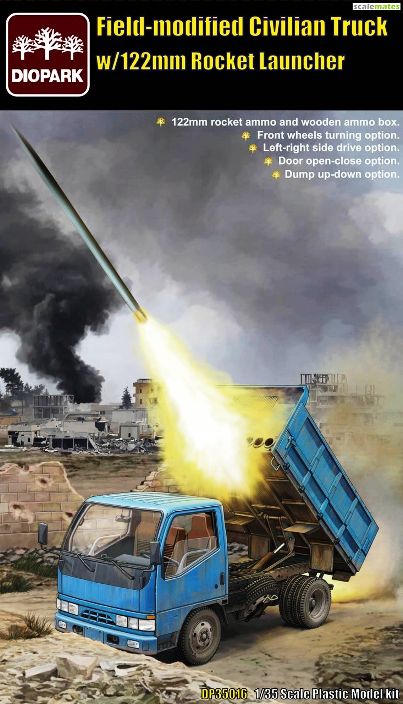 DP35016  техника и вооружение  Field-modified Civilian Truck w/122mm Rocket Launcher  (1:35)