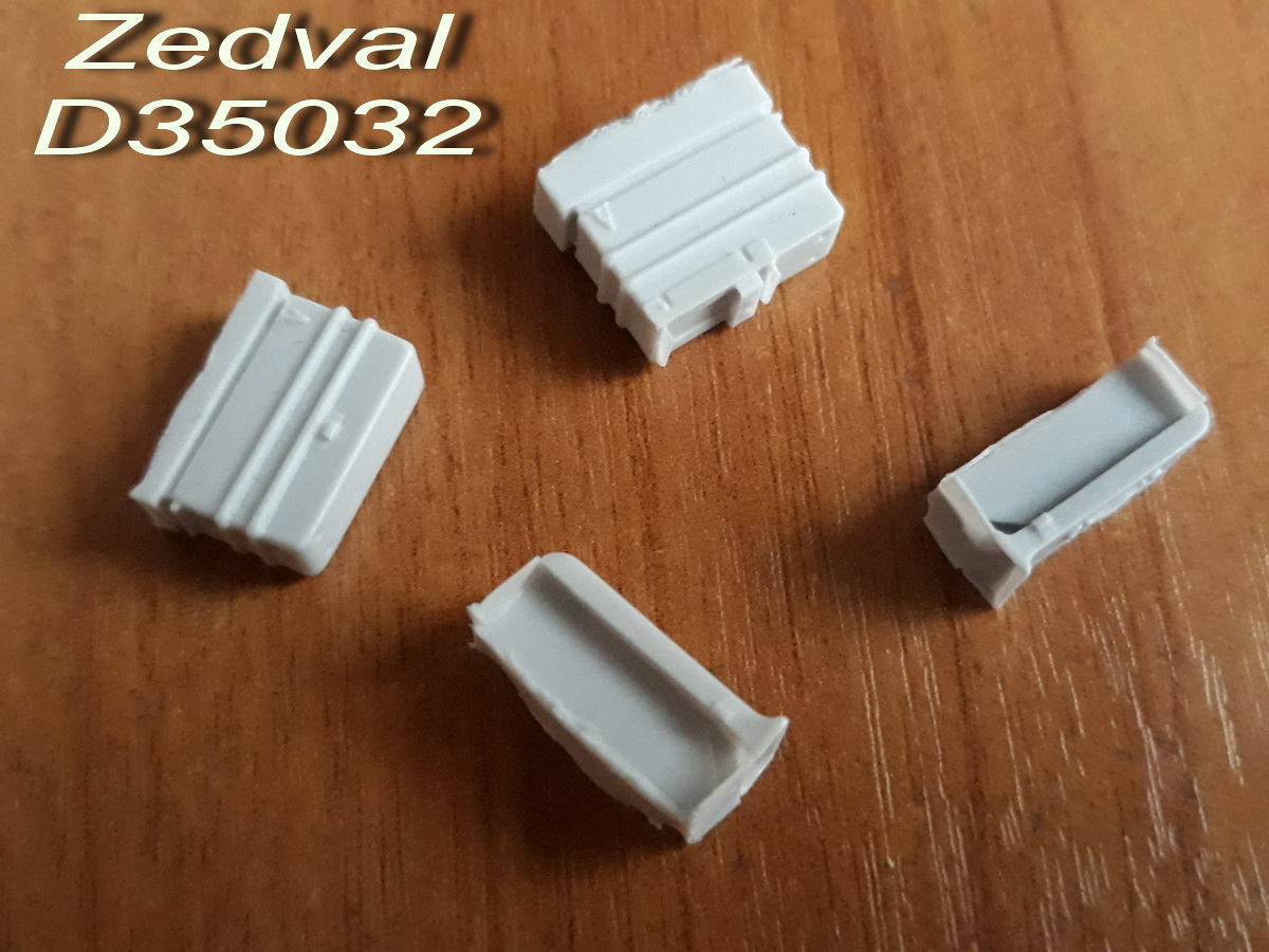 D35032  дополнения из смолы  Пулеметные коробки ЗПУ для ТАНК-90 (4шт.)  (1:35)