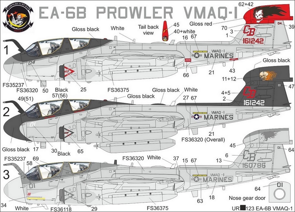 UR48123  декали  EA-6B Prowler VMAQ-1  (1:48)