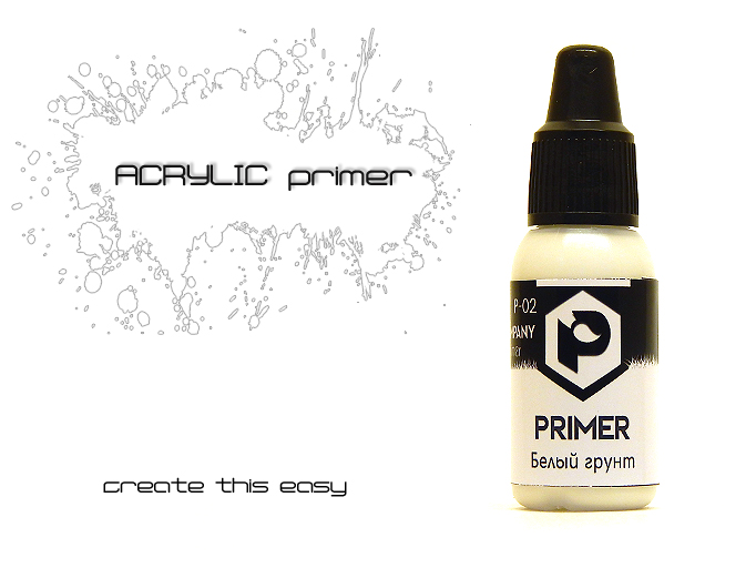 P02  грунтовка  Pacific88 Грунт ACRYLIC Белый (White primer) 10мл., арт.P02