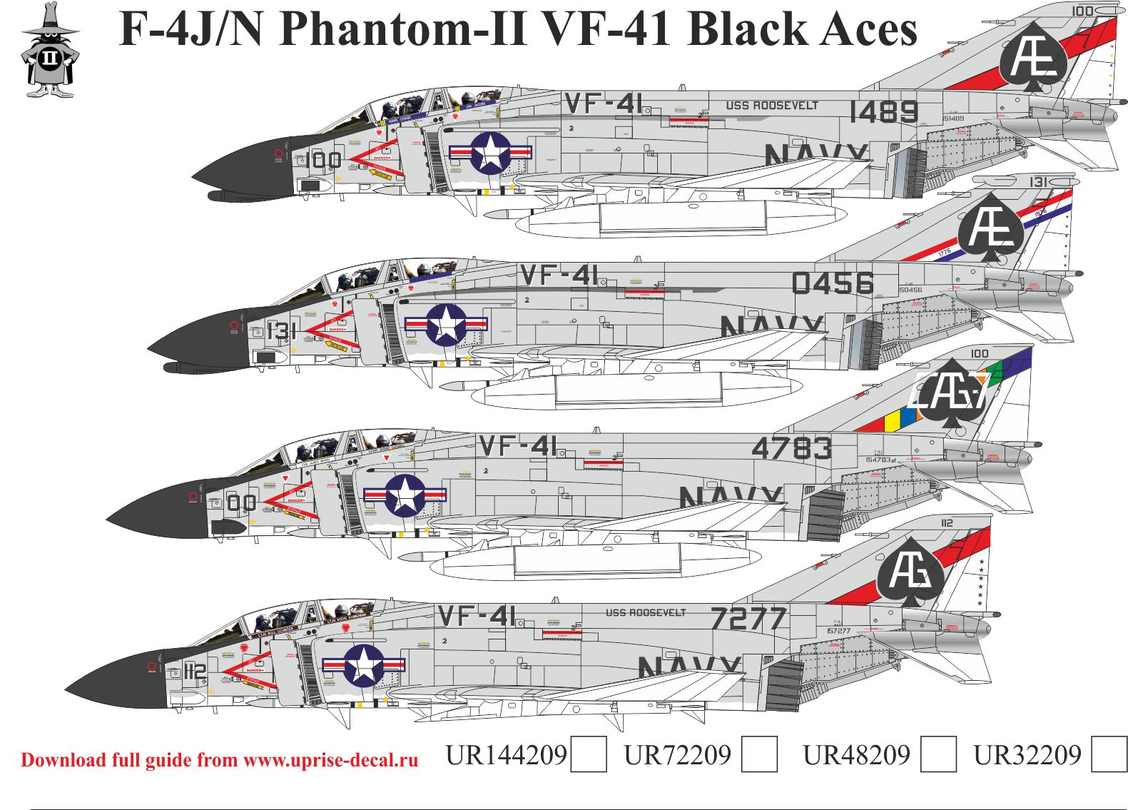 UR48209  декали  F-4N/J Phantom-II VF-41  (1:48)