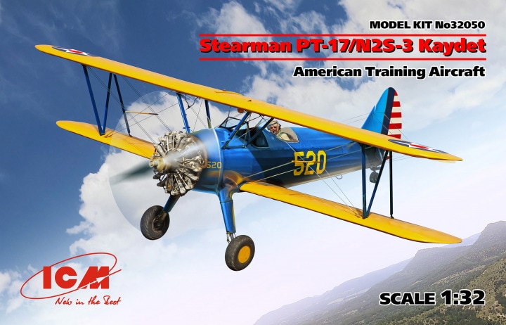 32050  авиация  Stearman PT-17/N2S-3 Kaydet American Training Aircraft  (1:32)
