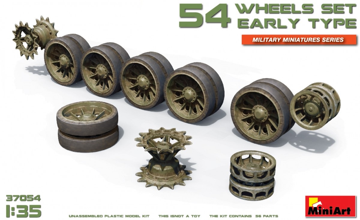 37054  дополнения из пластика  Танк-54 WHEELS SET EARLY TYPE  (1:35)