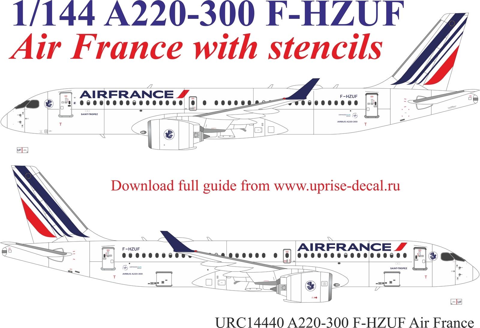 URC14440  декали  A220-300 Air France  (1:144)