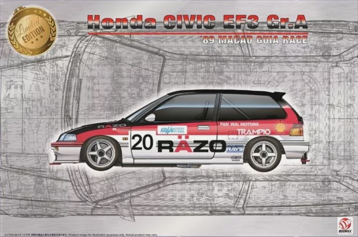 BX24032  автомобили и мотоциклы  Honda Civic EF3 Gr.A 1989 Macau Guia Race  (1:24)