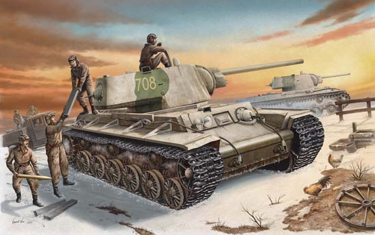 00359  техника и вооружение  КВ-1 модель 1942 г. c тяж. башней (1:35)