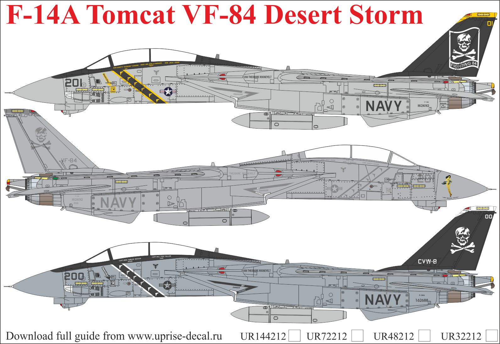 UR72212  декали  F-14A Tomcat VF-84 Desert Storm  (1:72)