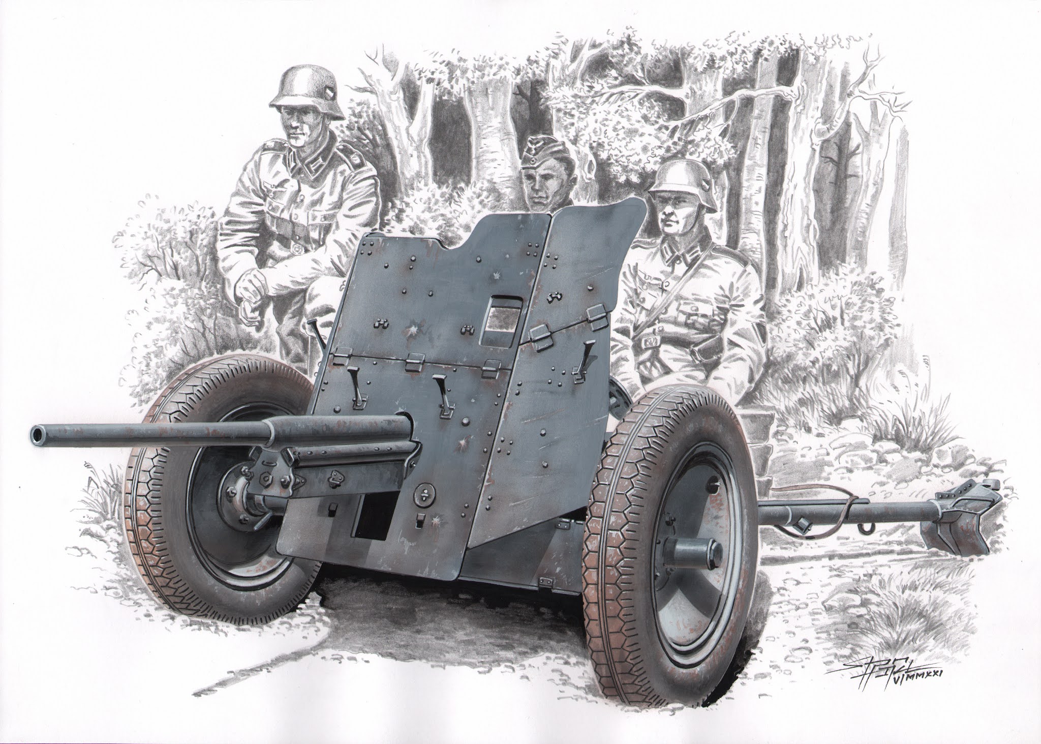 SA72024  техника и вооружение  3,7cm Pak 36 German Anti-Tank Gun  (1:72)