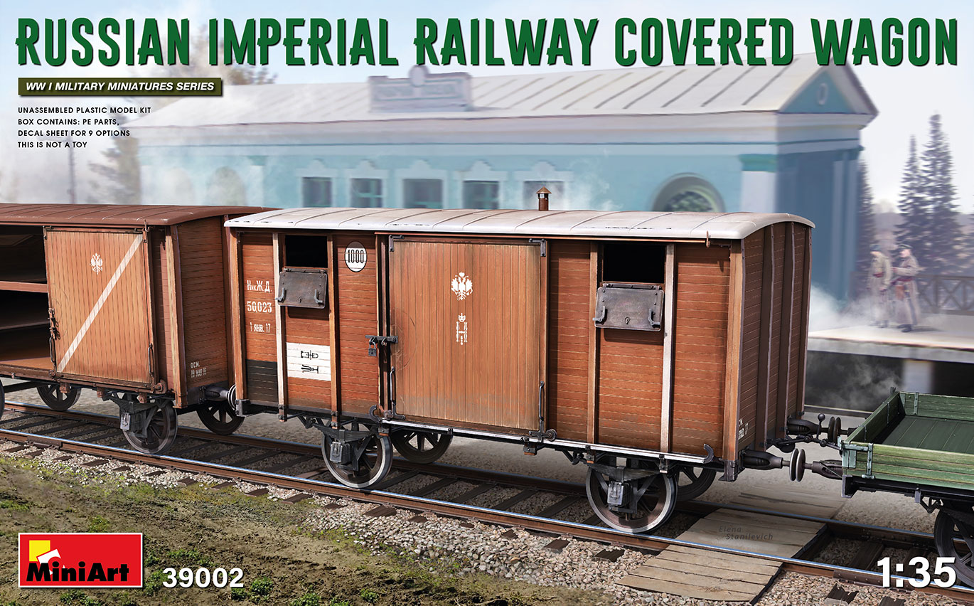 39002  техника и вооружение  RUSSIAN IMPERIAL RAILWAY COVERED WAGON  (1:35)