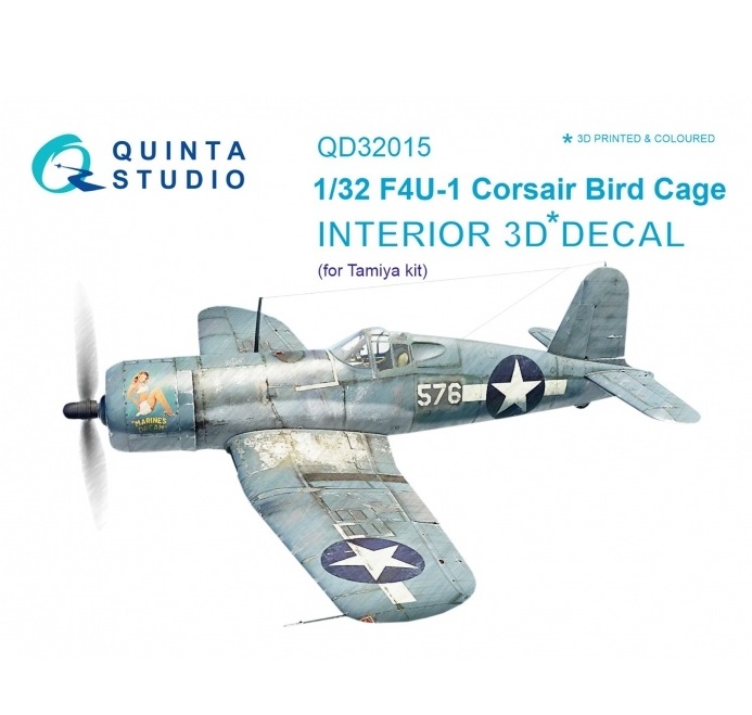 QD32015  декали  3D Декаль интерьера кабины F4U-1 Corsair (Bird cage) (Tamiya)  (1:32)
