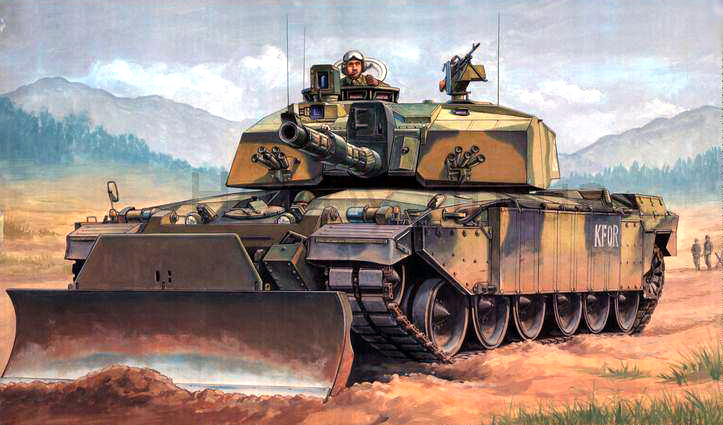 00345  техника и вооружение  British Challenger 2 MBT KFOR in action at Kosovo  (1:35)