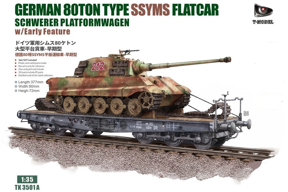 TK3501A  техника и вооружение  German 80-ton Type SSYMS Flatcar w\early feature  (1:35)