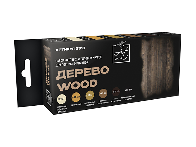 3310  краска  Pacific88 Набор красок Art color Дерево (Wood), 6шт., арт.3310