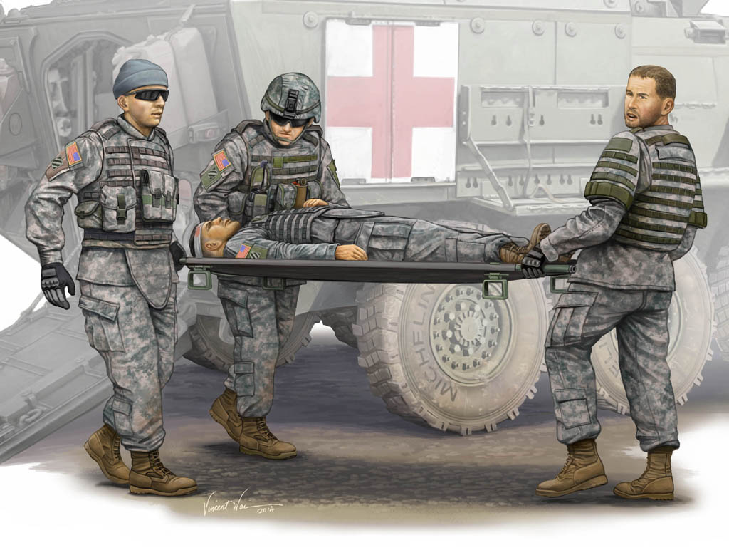 00430  фигуры  Modern U.S. Army - Stretcher Ambulance Team  (1:35)