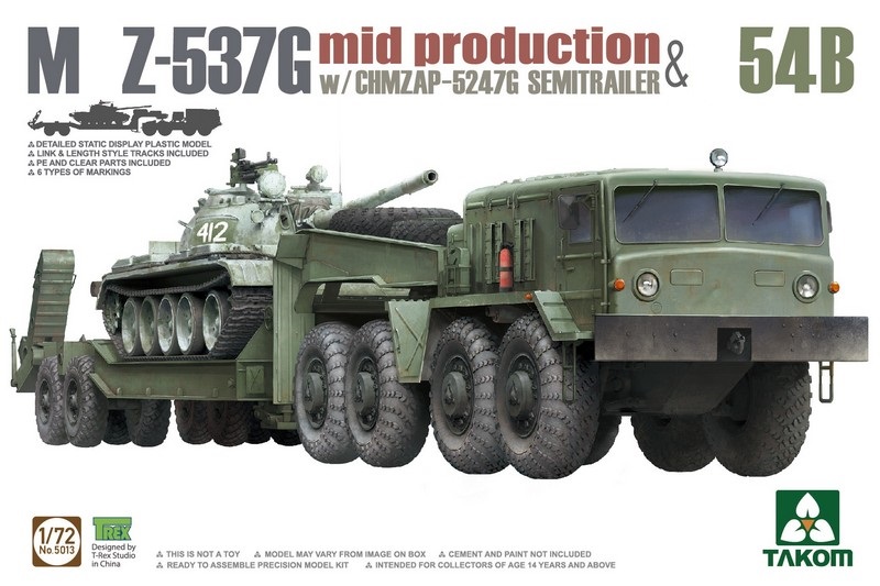 5013  техника и вооружение  M@Z-537G w/ChMZ@P-5247G & Танк-54B  (1:72)
