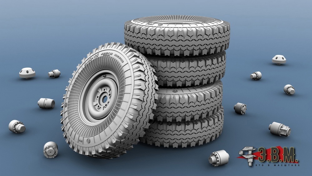 RS35093  дополнения из смолы  Колеса для а/м У@З, мод. Я-245-1 (пр-ва СССР)  (1:35)