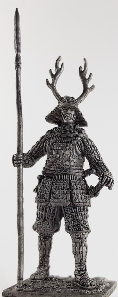 128 M  миниатюра  Самурай с копьем яри, 16в