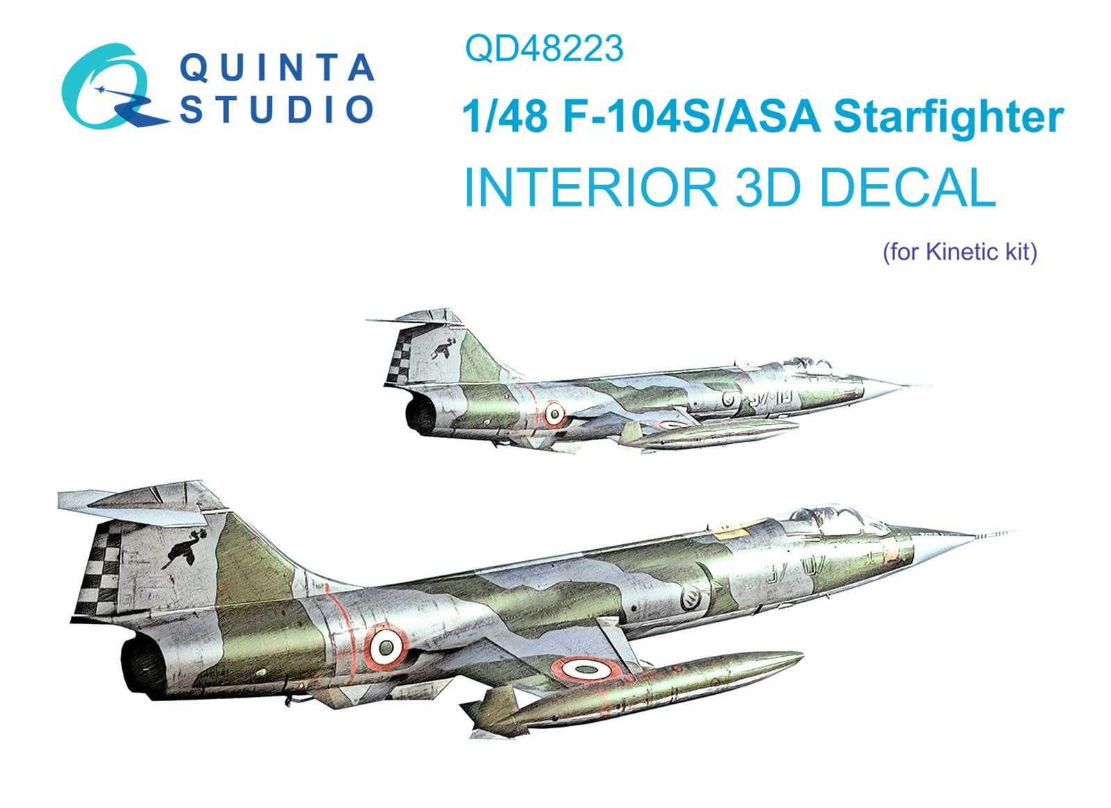 QD48223  декали  3D Декаль интерьера кабины F-104S/ASA (Kinetic)  (1:48)