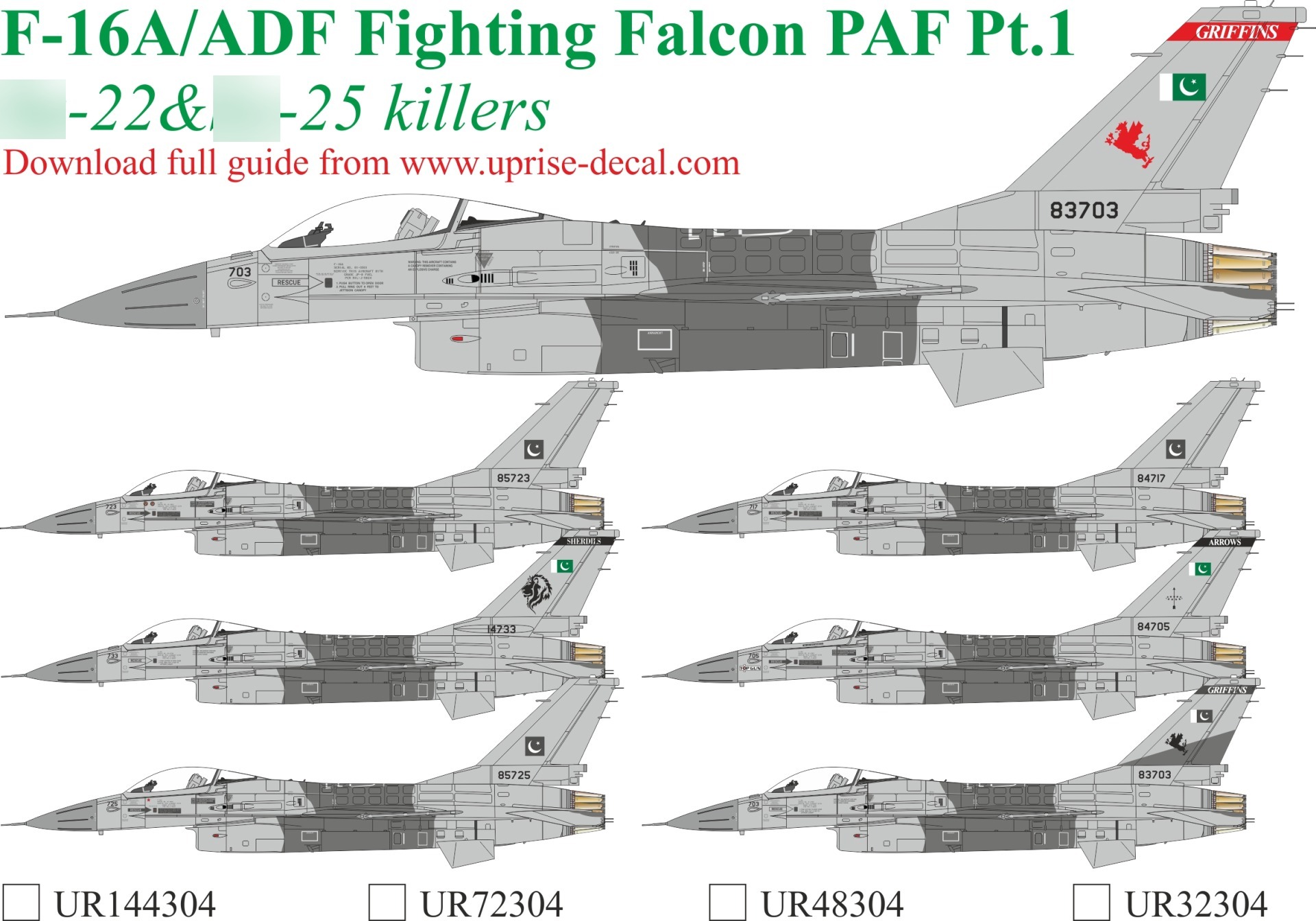 UR144304  декали  F-16A/ADF Fighting Falcon PAF pt.1  (1:144)
