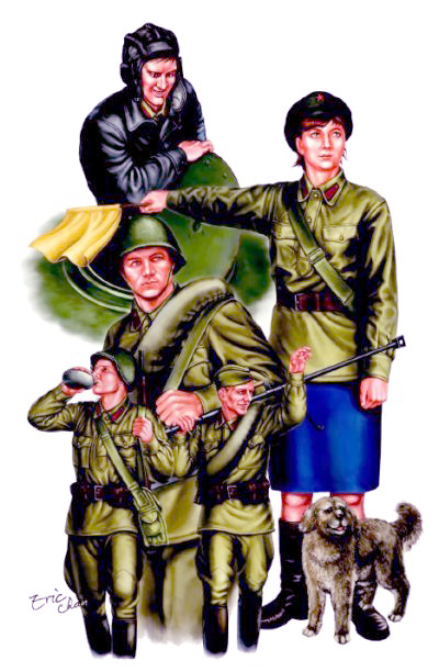 00412  фигуры  WWII Soviet Red Army on Maneuver  (1:35)