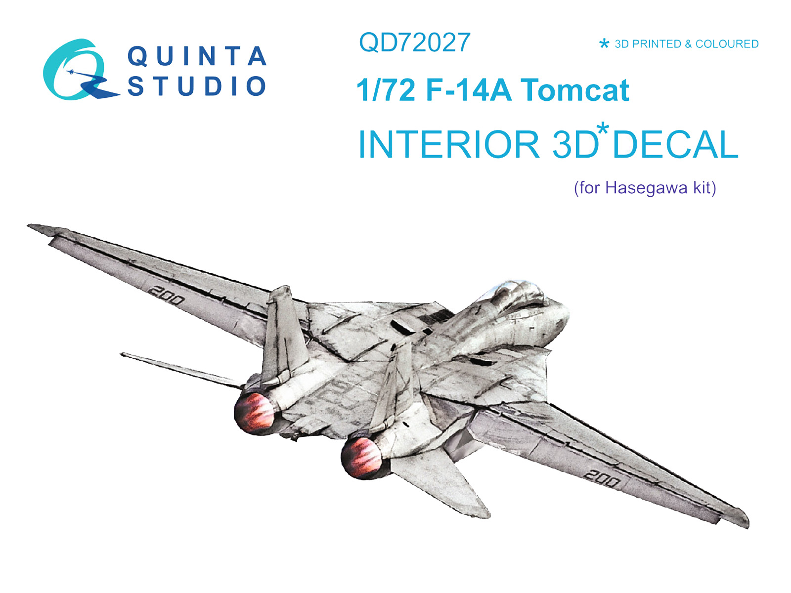 QD72027  декали  3D Декаль интерьера кабины F-14A (Hasegawa)  (1:72)