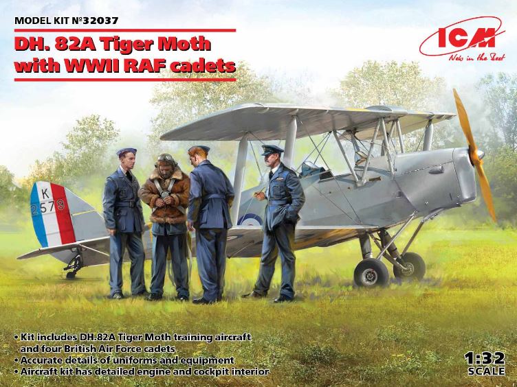 32037  авиация  DH. 82A Tiger Moth with WWII RAF cadets  (1:32)