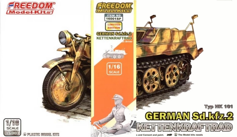 16001SP  техника и вооружение  WWII German Sd.Kfz. 2 Kettenkraftrad & German Ketten Driver  (1:16)