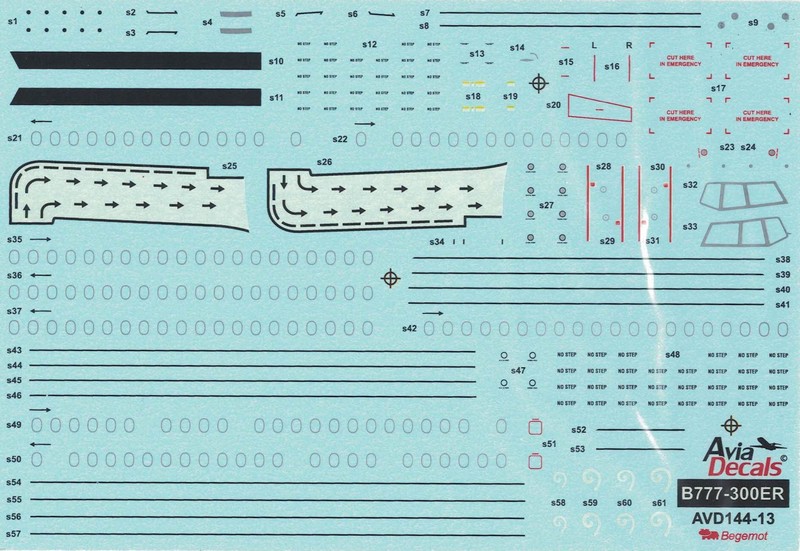 144-13AVD  декали  Boing 777-300 технические надписи  (1:144)