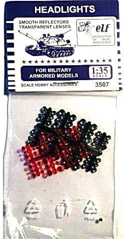 3507  дополнения из пластика  Smooth Reflectors Transparent Lenses. Red 48шт.  (1:35)