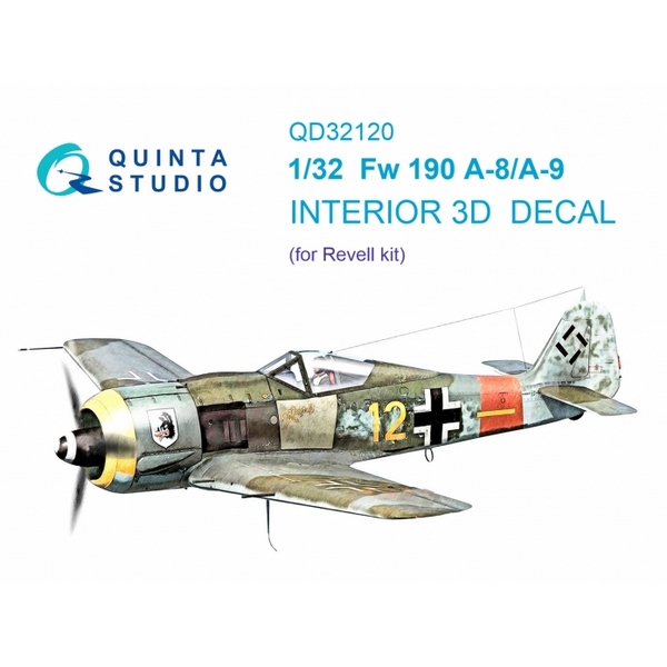 QD32120  декали  3D Декаль интерьера кабины  FW-190A-8/A-9  (Revell)  (1:32)
