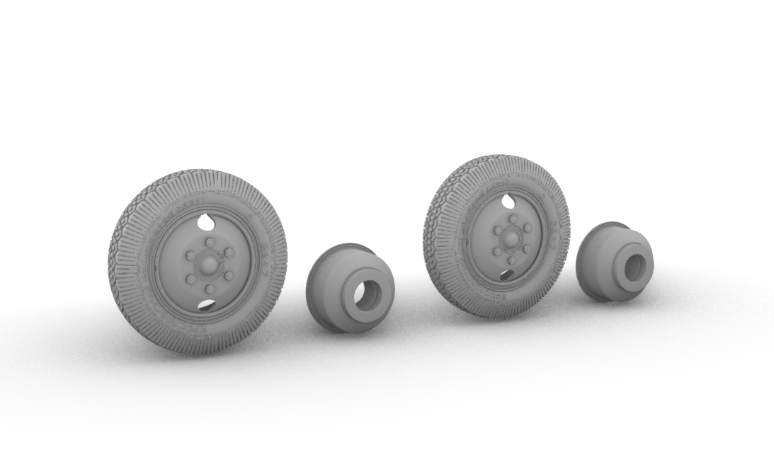 ПРОМО2  дополнения из смолы  Передние колеса З&С-5 + тормозные барабаны  (1:72)