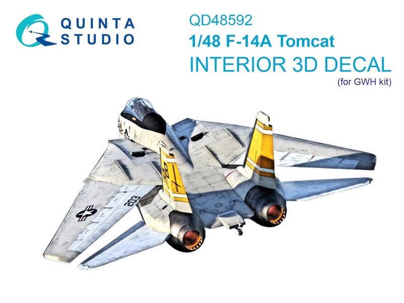 QD48592  декали  3D Декаль интерьера кабины F-14A Tomcat (GWH)  (1:48)