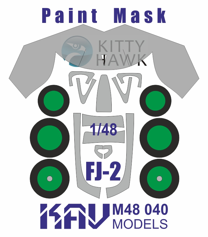 KAV M48 040  инструменты для работы с краской  Окрасочная маска на FJ-2 (Kitty hawk)  (1:48)
