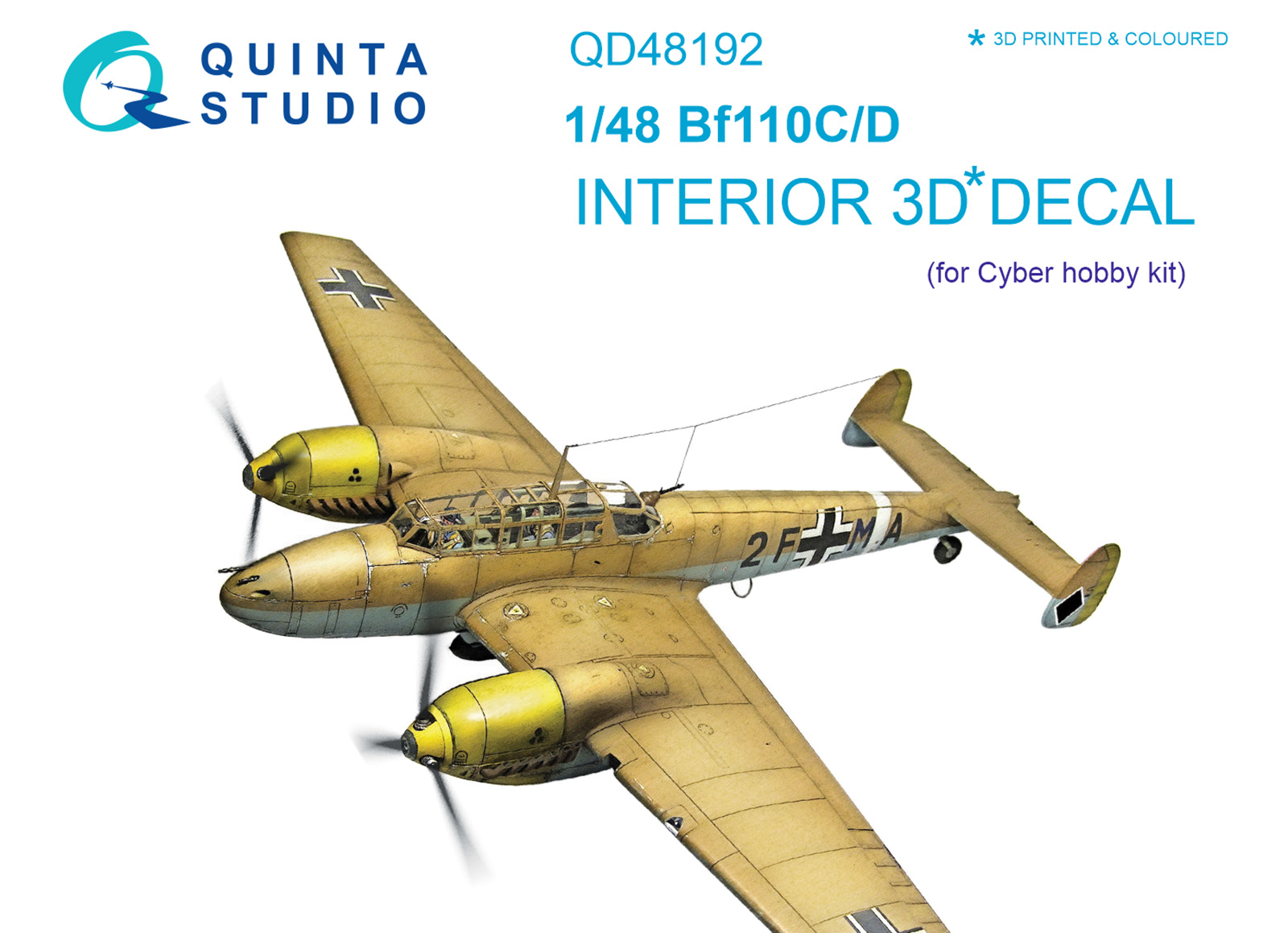 QD48192  декали  3D Декаль интерьера кабины Bf 110C/D (Dragon & Cyber-hobby)  (1:48)