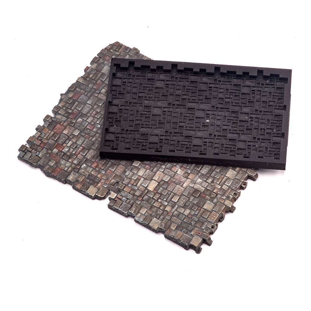 T-128  материалы для диорам  Молд Брусчатка плитка, размер XS  (1:72)