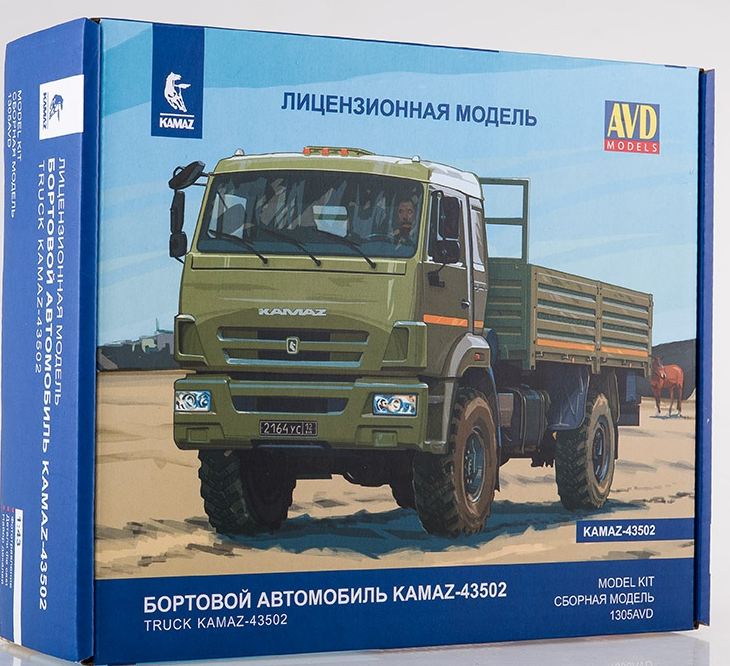1305AVD  автомобили и мотоциклы  Бортовой автомобиль КАМАЗ-43502  (1:43)