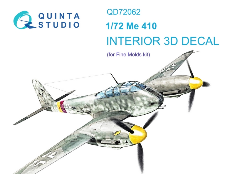 QD72062  декали  3D Декаль интерьера кабины Me-410 (Fine Molds)  (1:72)
