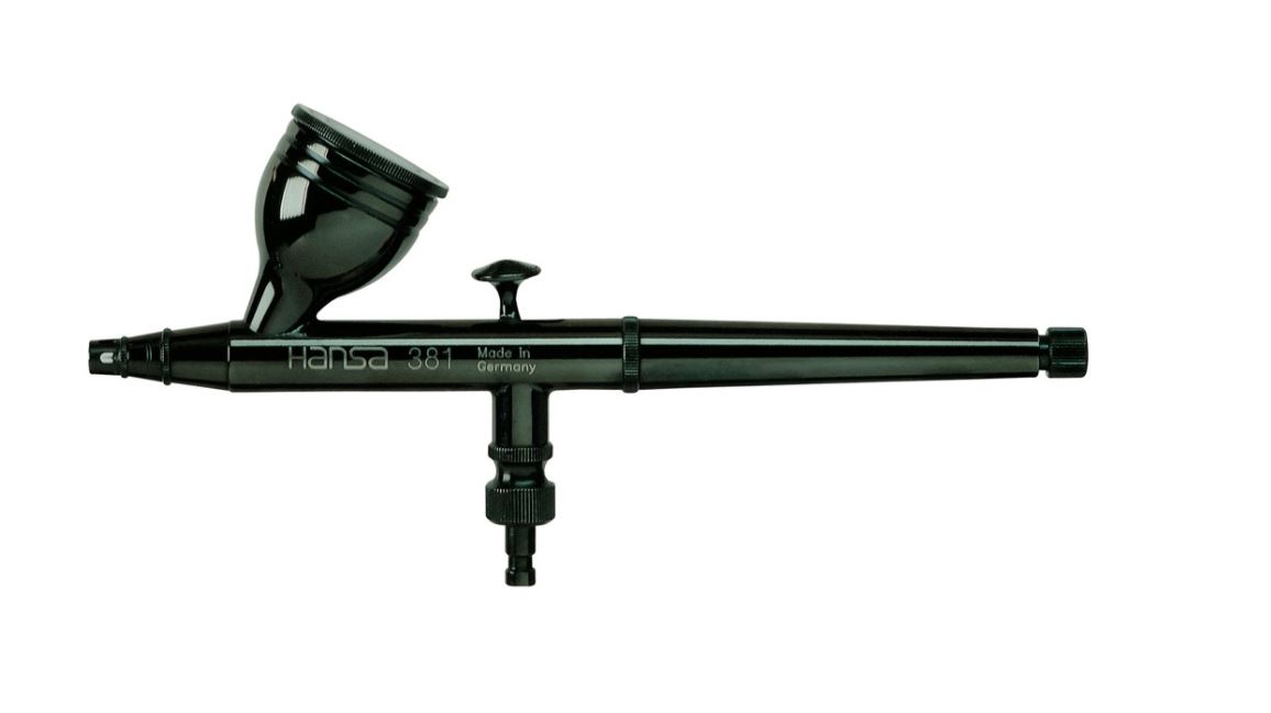 HS-213815  аэрография  Аэрограф H&S HANSA 381, черный, сопло 0,3 мм., бачок 5 мл.